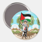 Kind mit Keffiyeh Palästina-Flagge Magnet (Vorderseite/Rückseite)