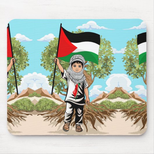 Kind mit Keffiyeh Palästina-Flagge Mousepad (Vorne)