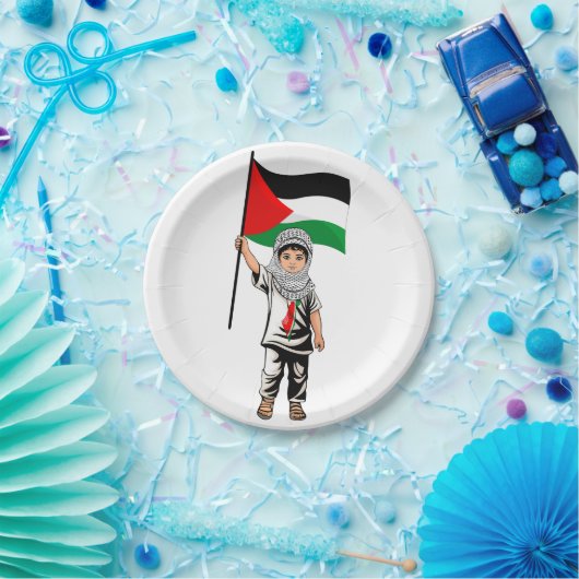 Kind mit Keffiyeh Palästina-Flagge Pappteller (Party)