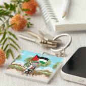 Kind mit Keffiyeh Palästina-Flagge Schlüsselanhänger (Vorderseite rechts)