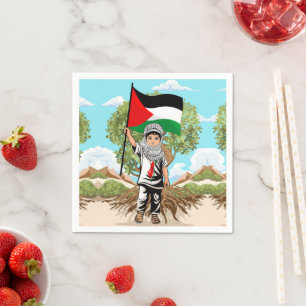 Kind mit Keffiyeh Palästina-Flagge Serviette