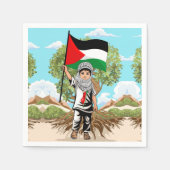 Kind mit Keffiyeh Palästina-Flagge Serviette (Vorderseite)