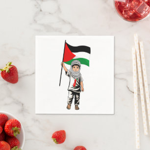 Kind mit Keffiyeh Palästina-Flagge Serviette