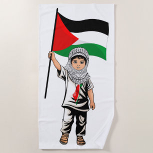 Kind mit Keffiyeh Palästina-Flagge Strandtuch