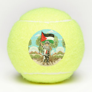Kind mit Keffiyeh Palästina-Flagge Tennisbälle