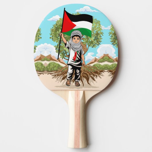 Kind mit Keffiyeh Palästina-Flagge Tischtennis Schläger (Vorderseite)