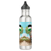 Kind mit Keffiyeh Palästina-Flagge und Olivenbaum Edelstahlflasche (Rechts)