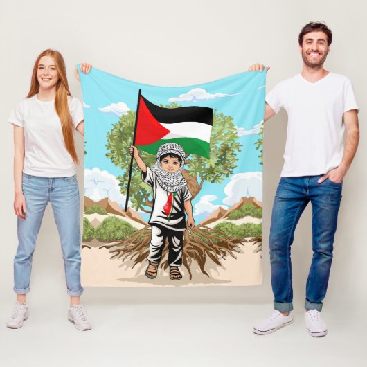 Kind mit Keffiyeh Palästina-Flagge und Olivenbaum Fleecedecke (Beispiel)