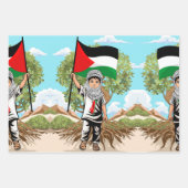 Kind mit Keffiyeh Palästina-Flagge und Olivenbaum Geschenkpapier Set (Vorderseite 3)
