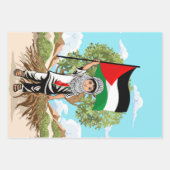 Kind mit Keffiyeh Palästina-Flagge und Olivenbaum Geschenkpapier Set (Vorderseite 2)