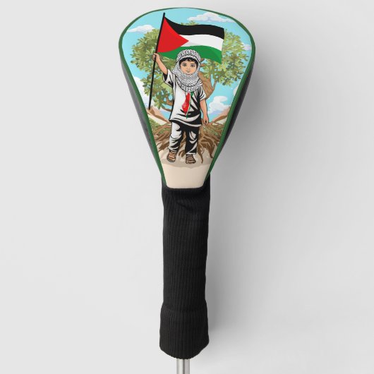 Kind mit Keffiyeh Palästina-Flagge und Olivenbaum Golf Headcover (Vorderseite)
