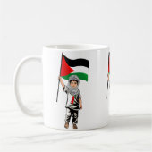 Kind mit Keffiyeh Palästina-Flagge und Olivenbaum Kaffeetasse (Links)