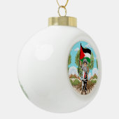 Kind mit Keffiyeh Palästina-Flagge und Olivenbaum Keramik Kugel-Ornament (Links)