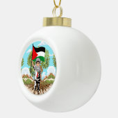 Kind mit Keffiyeh Palästina-Flagge und Olivenbaum Keramik Kugel-Ornament (Rechts)