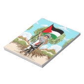 Kind mit Keffiyeh Palästina-Flagge und Olivenbaum Notizblock (Rotiert)