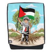 Kind mit Keffiyeh Palästina-Flagge und Olivenbaum Rucksack (Vorderseite)