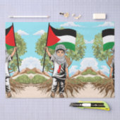 Kind mit Keffiyeh Palästina-Flagge und Olivenbaum Seidenpapier (Handwerk)