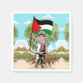 Kind mit Keffiyeh Palästina-Flagge und Olivenbaum Serviette (Vorderseite)