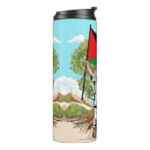 Kind mit Keffiyeh Palästina-Flagge und Olivenbaum Thermosbecher (Nach links gedreht)