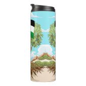 Kind mit Keffiyeh Palästina-Flagge und Olivenbaum Thermosbecher (Nach rechts gedreht)