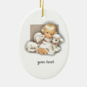 Kind mit Lamm Keramik Ornament (Hinten)
