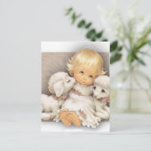 Kind mit Lämmern Postkarte (Stehend Vorderseite)