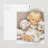 Kind mit Lämmern Postkarte (Vorne/Hinten)
