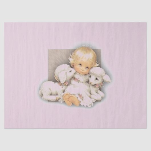 Kind mit Lämmern Seidenpapier (Vorderseite)