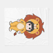 Kind mit Löwenkostüm Fleecedecke (Vorderseite (Horizontal))