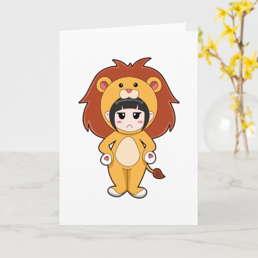 Kind mit Löwenkostüm Karte (Gelbe Blume)