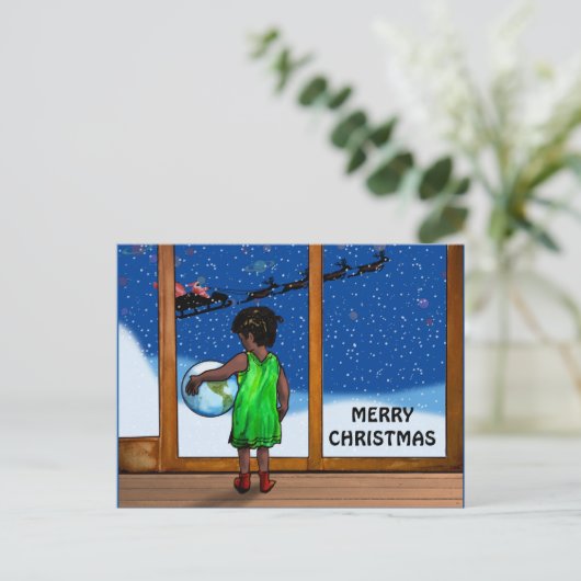 KIND MIT MÖGLICHKEITEN DURCH DAS SCHALTFLÄCHE POSTKARTE (Stehend Vorderseite)