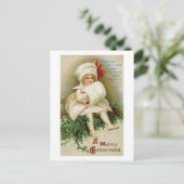 Kind mit Muff Feiertagspostkarte (Stehend Vorderseite)
