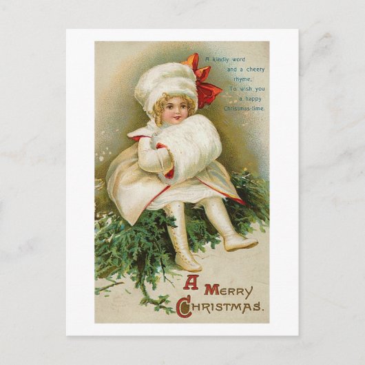 Kind mit Muff Feiertagspostkarte (Vorderseite)