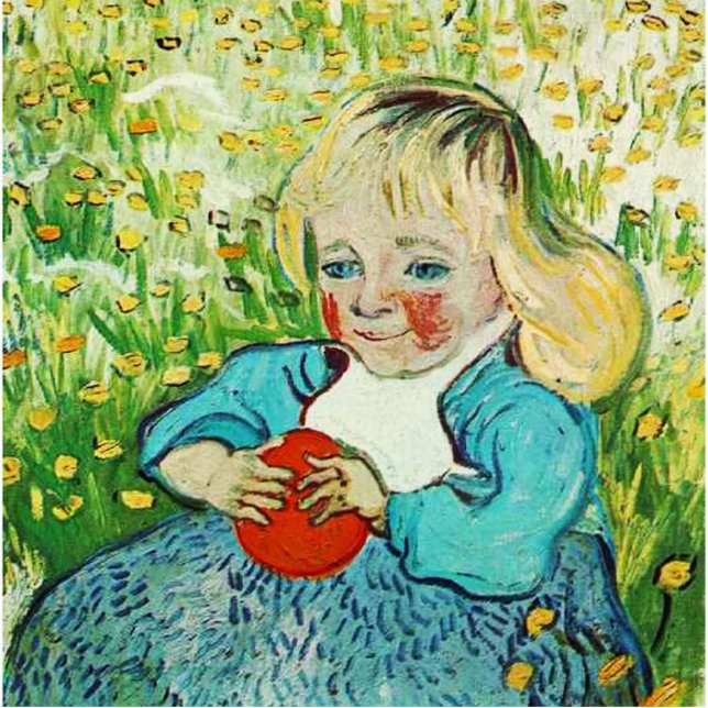 Kind mit Orange, 1890. Vincent van Gogh. Freistehende Fotoskulptur (Vorne)