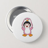 Kind mit Penguin-Kostüm Button (Vorne & Hinten)