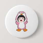 Kind mit Penguin-Kostüm Button (Vorderseite)
