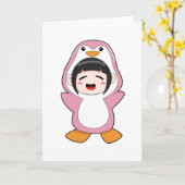 Kind mit Penguin-Kostüm Karte (Gelbe Blume)