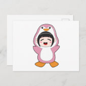 Kind mit Penguin-Kostüm Postkarte (Vorne/Hinten)