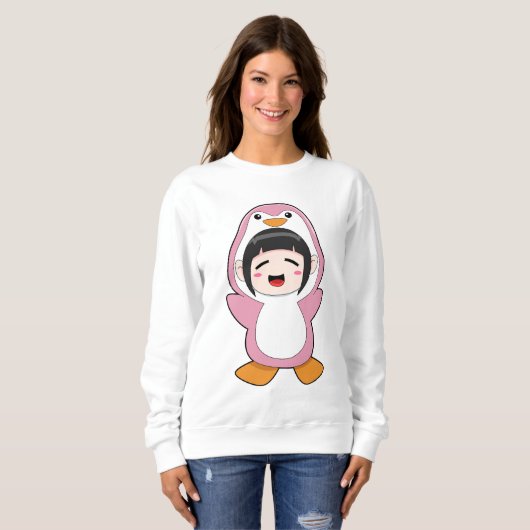 Kind mit Penguin-Kostüm Sweatshirt (Vorne ganz)