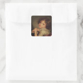 Kind mit Puppe Quadratischer Aufkleber (Tasche)