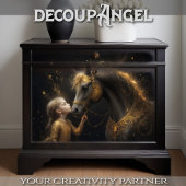 Kind mit schwarzem Pferd Seidenpapier