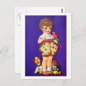 Kind mit Spielzeug Postkarte (Vorne/Hinten)