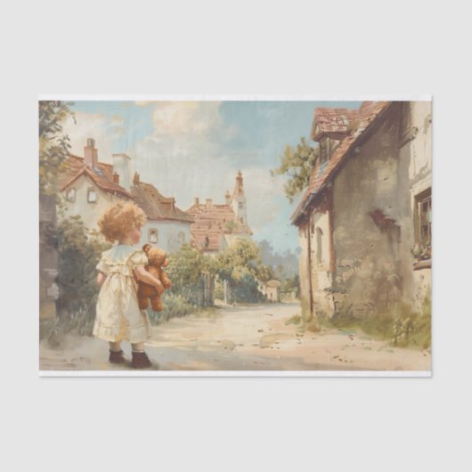 Kind mit Teddy Bären 2 Dekoupage Paper Seidenpapier (Vorderseite)