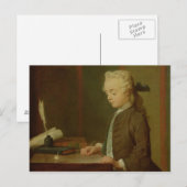 Kind mit Teetotum, 1738 Postkarte (Vorne/Hinten)