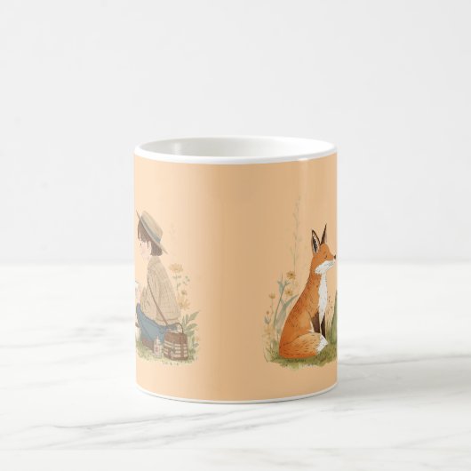 Kind_Ones Morning Mug – Fox & Frog Whimsical Art Kaffeetasse (Mittel)