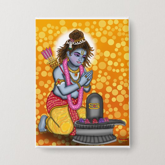 Kind Rama betet Shiva Knopf Button (Vorderseite)