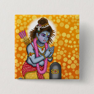 Kind Rama betet Shiva Knopf Button