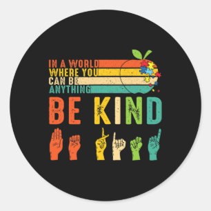 Kind selber Gebärdensprache Handautismus Sensibili Runder Aufkleber