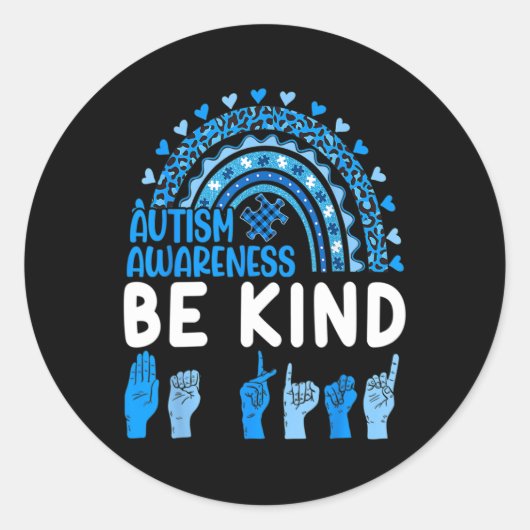 Kind Sign Language Asl Puzzle Rainbow Autisware Runder Aufkleber (Vorderseite)