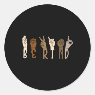 Kind Sign Language Hand Melanin Interpreter Asl th Runder Aufkleber